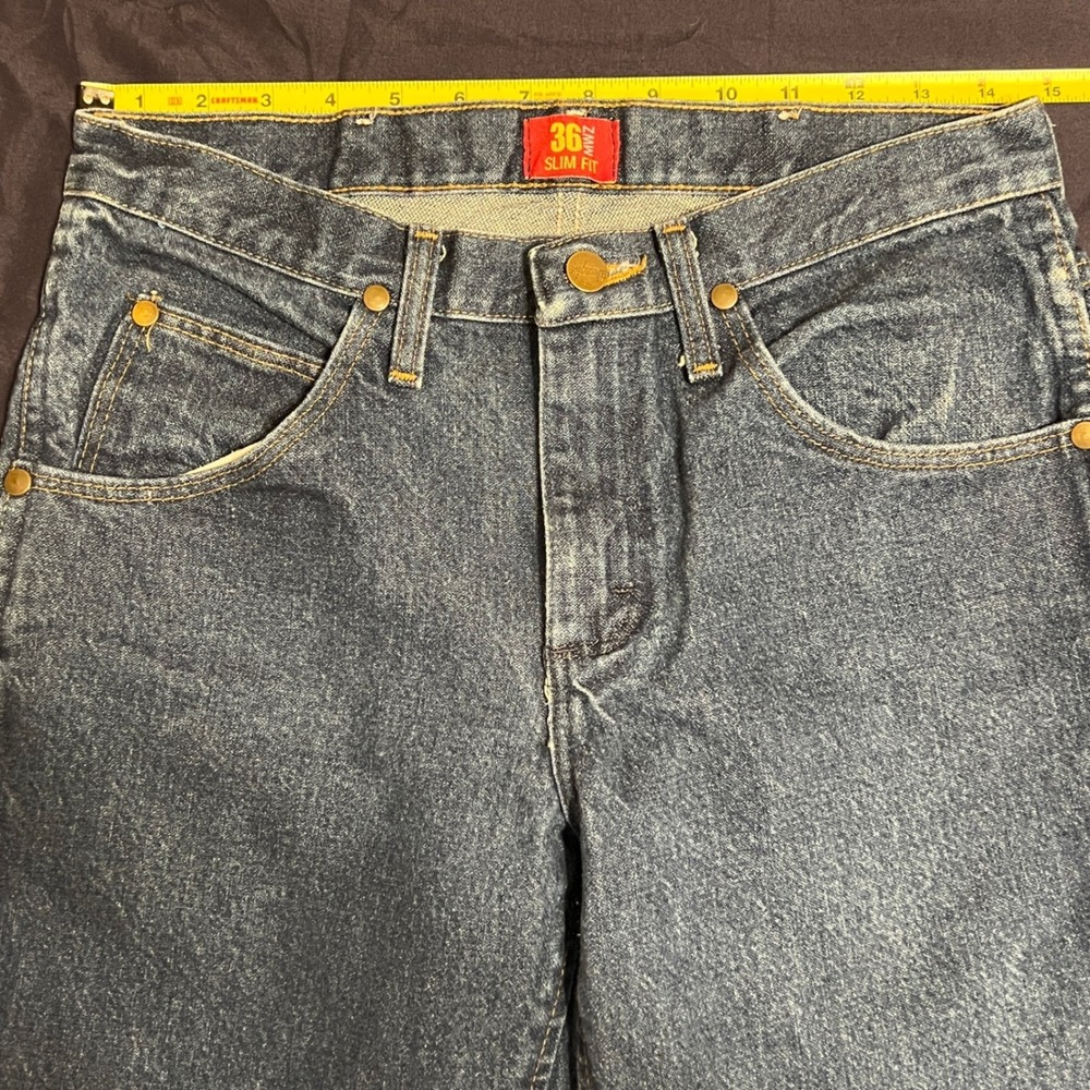 Wrangler 36MWZ Slim Fit Mens Jeans Blue Denim Western‎ Cowboy 30x29 - Picture 6 of 8